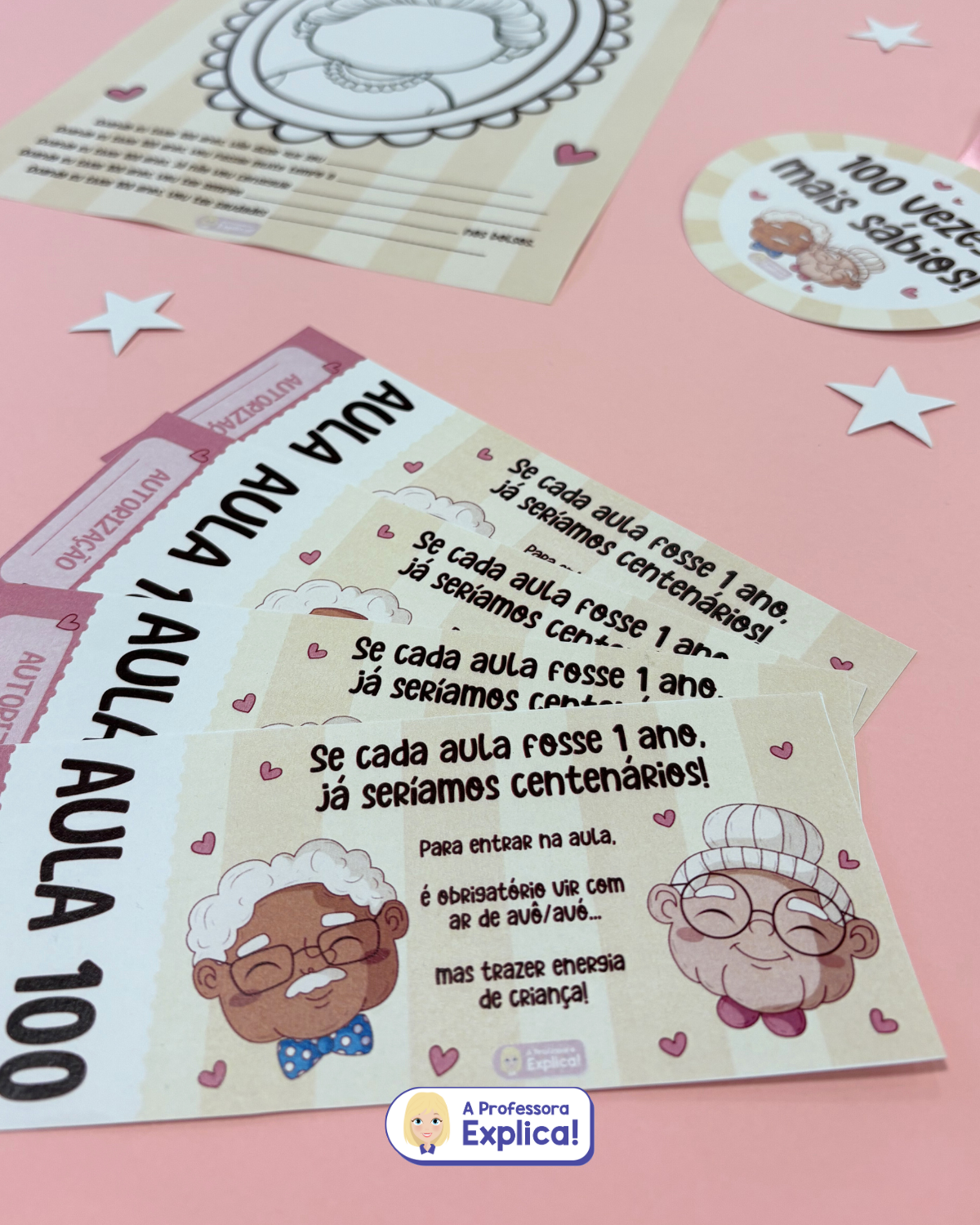 Aula 100 | Convite + Medalha + Molduras