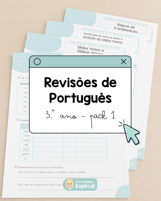 Revisões de Português - 3.º ano | Pack 1