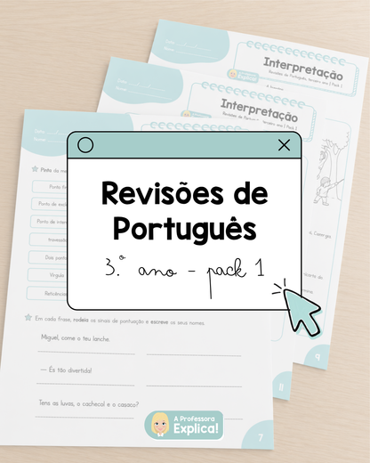 Revisões de Português - 3.º ano | Pack 1