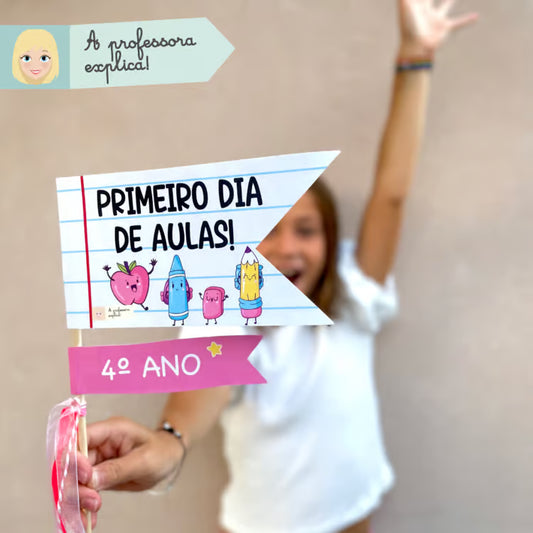 1.º Dia de Aulas | Bandeira para fotos
