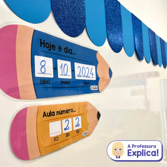 Data e número da aula | Lápis